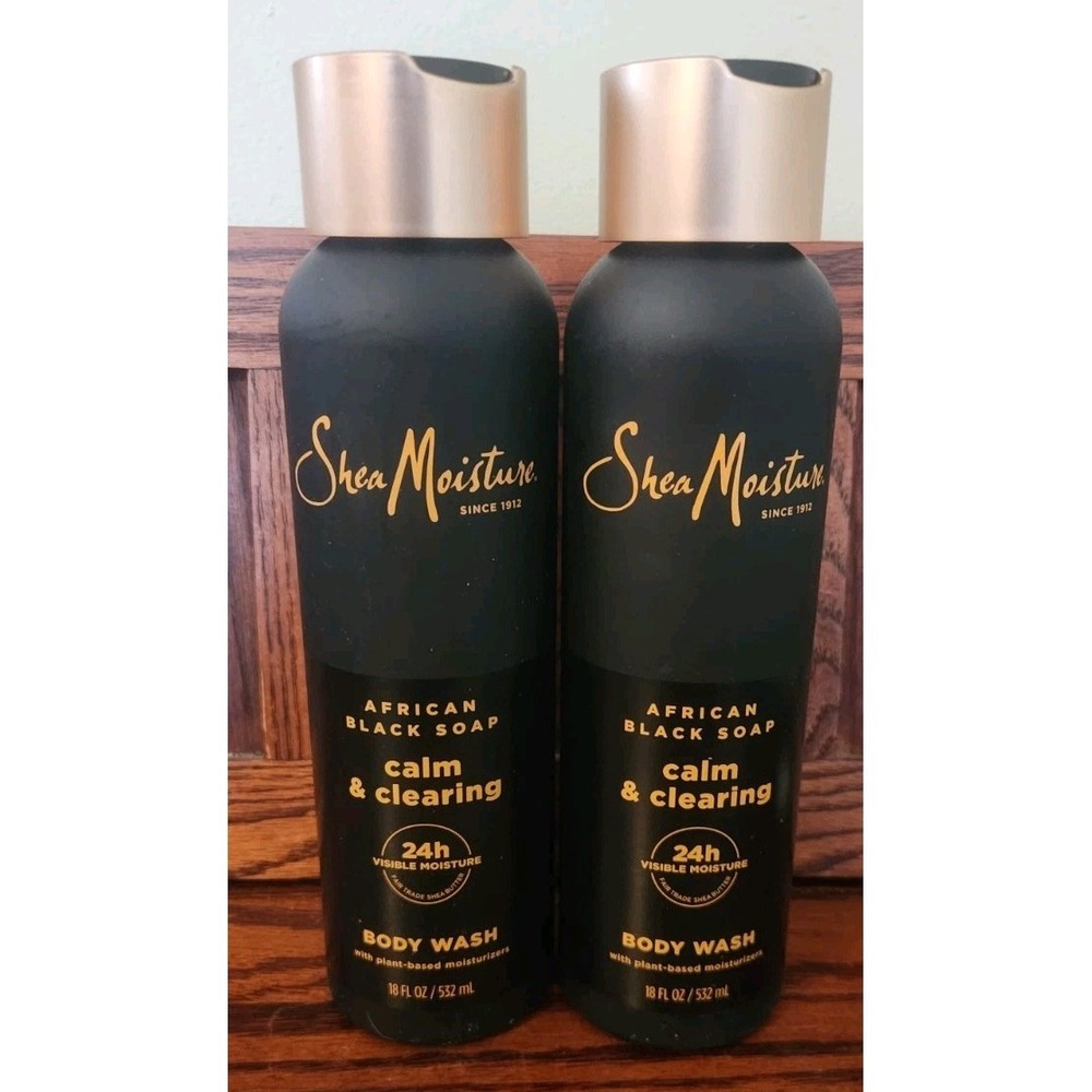 (Pack of 2) Shea Moisture African Black Soap Calm & Clearing Body Wash, 18 fl oz